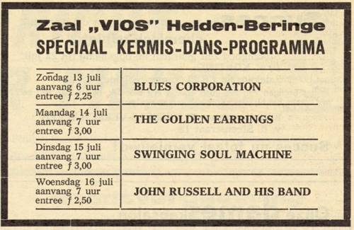 The Golden Earrings show ad scan July 14 1969 Beringe - Bar Dancing Vios